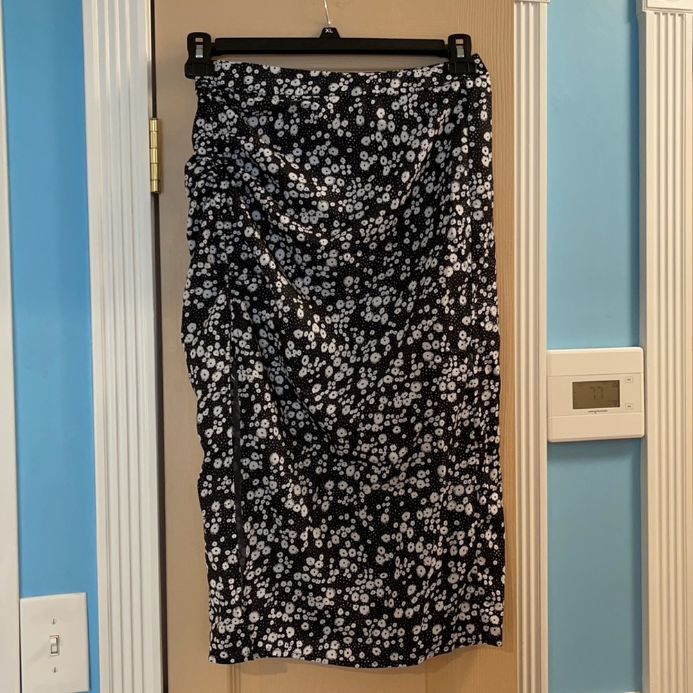 NEW - Floral Print Drawstring Split Thigh Skirt
